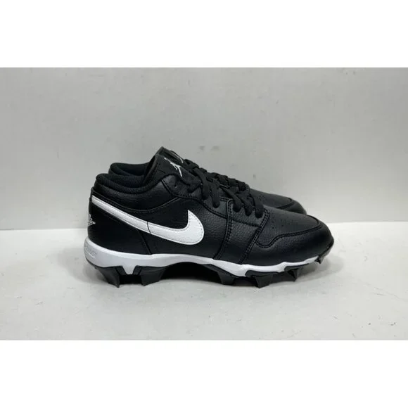 Nike Air Jordan 1 Low GS Cleats Black Wht Football Baseball HF6885-001 5.5 Youth - Picture 1 of 7